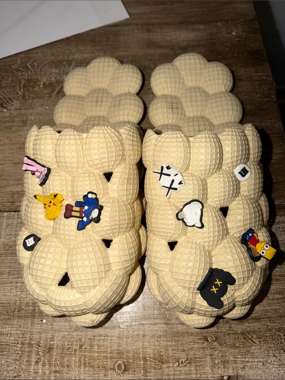 Beige Bubble Slides with Charms size 46-47